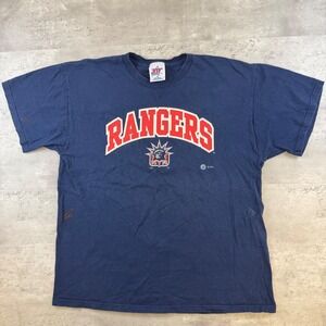 Vintage New York Rangers NHL T-Shirt Joy Athletic Navy Blue XL Statue of Liberty